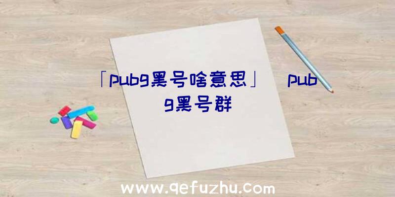 「pubg黑号啥意思」|pubg黑号群